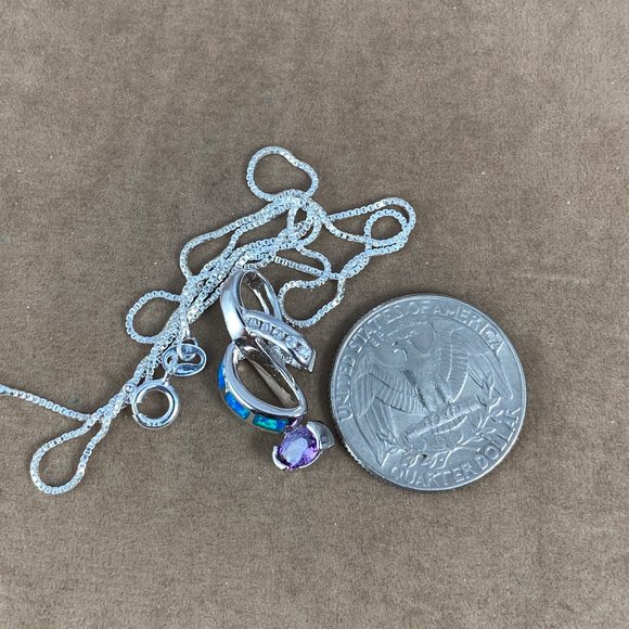 Beautiful 1/2 Carat 6x4MM Oval Cut Faceted Amethyst & Australian Opal Pendant - Picture 5 of 5